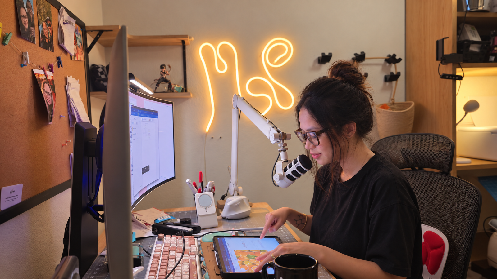 Adrianne Penullar at her desk during a chemistry coaching session